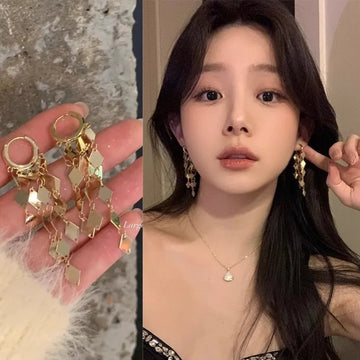 DAIIIBABYYY  -  Trend Geometry Rhombus Drop Earrings for Women Fashion Gold Silver Color Long Tassels Earring Jewelry Wedding Party Gifts